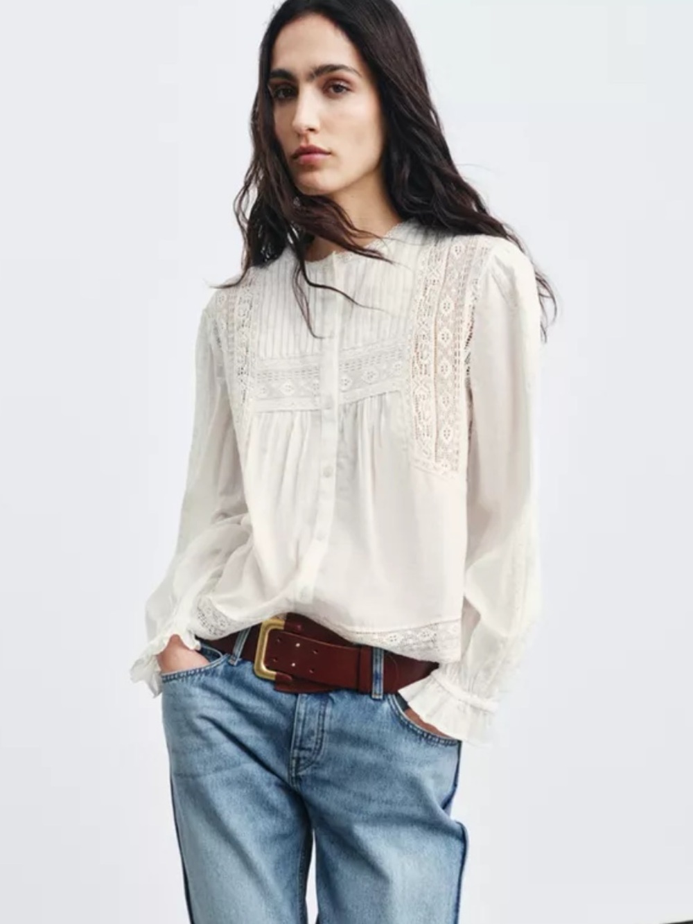 Zara NWT EMBROIDERED ZW COLLECTION SHIRT white 6895/050